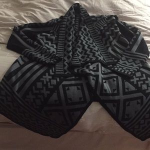 Black and gray tribal sweater/wrap